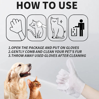 Pet Cleaning Wipes Gloves for Dogs and Cats